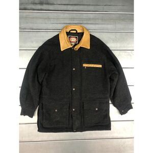 Australian Outback Collection Wool Jacket Mens M Dark Grey Quilted Lined Chore